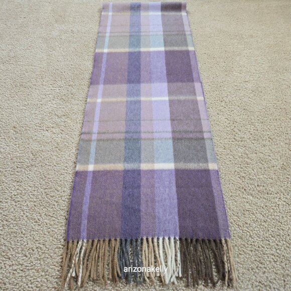 Luxurious Cashmere Scarf Purple Plaid Thick Plush - Picture 5 of 13